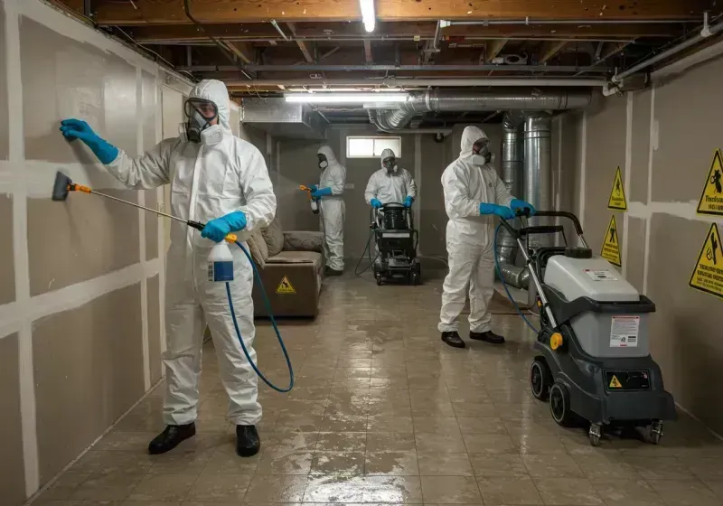 Basement Moisture Removal and Structural Drying process in Leland, NC